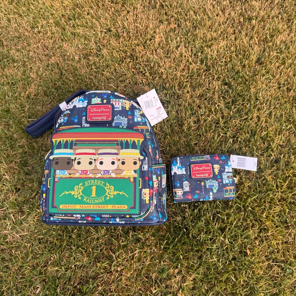 Disney Navy Main Street Railway Mini Backpack and Wallet Set